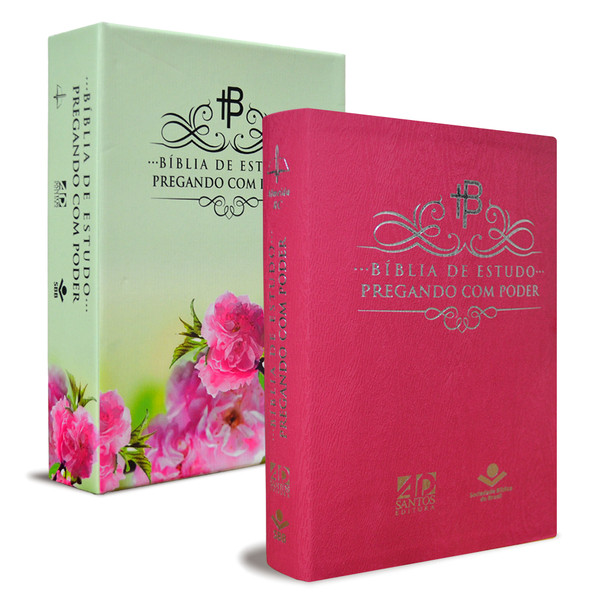 Foto Bíblia de Estudo Pregando com Poder (Luxo Rosa)