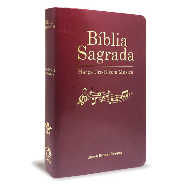 Foto Bíblia Sagrada com Harpa C/ Música - Luxo Vinho
