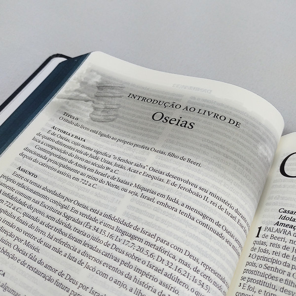 Foto Bíblia de Estudo Apologética com Apócrifos | Azul e Marrom