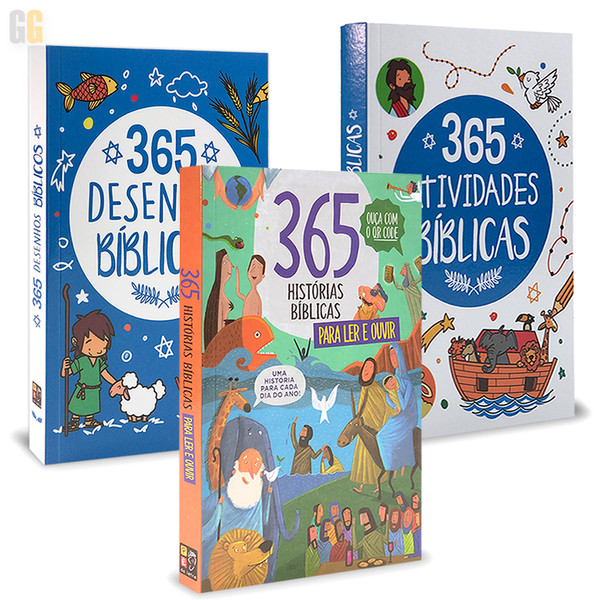 Kit 02 Livros Infantil 365 Histórias Bíblicas Para Ler e Ouvir +