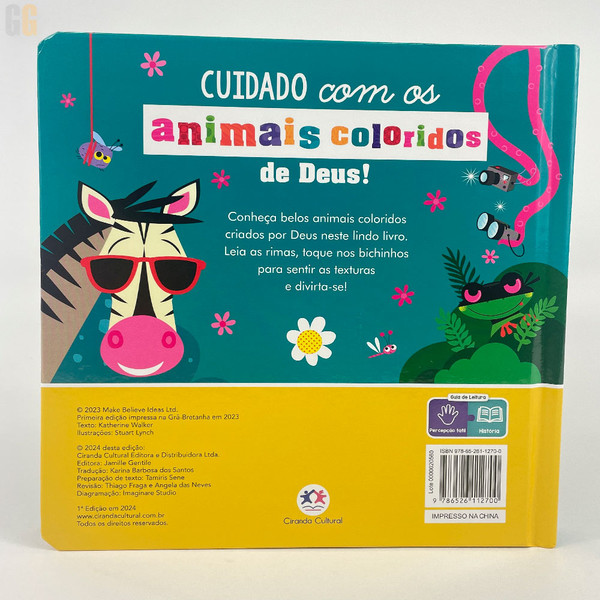 Foto Livro Infantil - Cuidado Com Os Animais Coloridos de Deus!