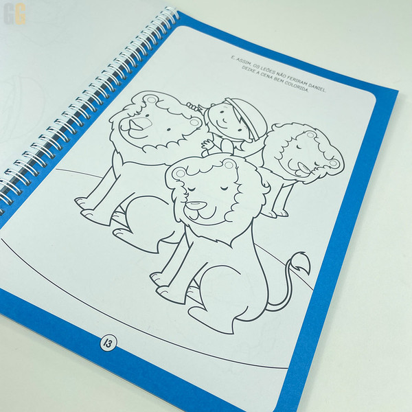 Foto Livro Infantil Colorindo Histórias Bíblicas | Incluso: canetinhas e adesivos | Espiral