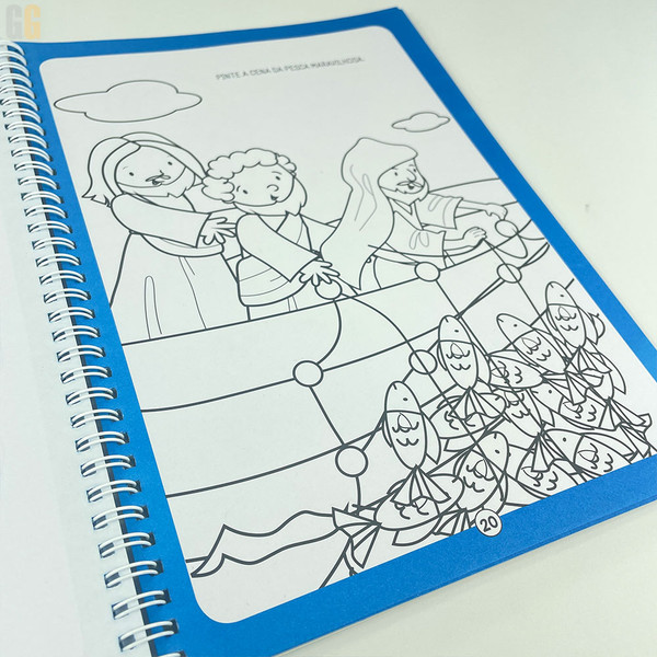 Foto Livro Infantil Colorindo Histórias Bíblicas | Incluso: canetinhas e adesivos | Espiral