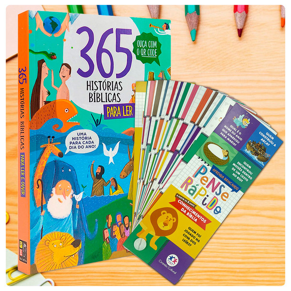 Foto Kit Bíblia Interativa - Jogo Pense Rápido + 365 Histórias Bíblicas para ler e ouvir