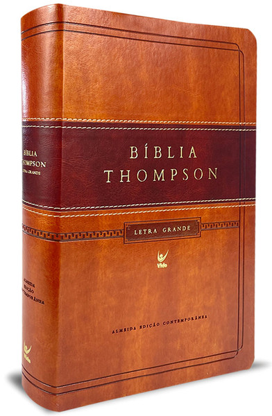 Foto Bíblia Thompson com Índice - Letra Grande AEC | Capa Luxo - Marrom