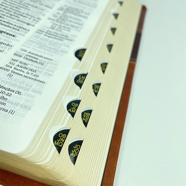 Foto Bíblia Thompson com Índice - Letra Grande AEC | Capa Luxo - Marrom