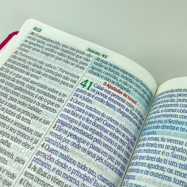 Foto Bíblia ARC com Índice Hipergigante | Textos Coloridos com Harpa | Margarida Pink
