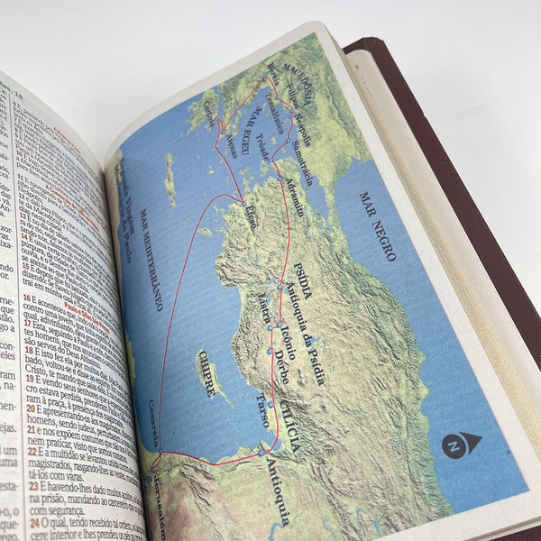 Foto Bíblia Letra Gigante ARC | Textos Coloridos com Harpa | Arabesco Café e Cinza