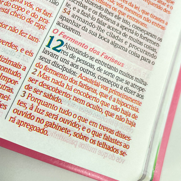 Foto Bíblia de Estudo da Mulher Sábia | Textos Coloridos Com Harpa | Tulipa Vermelha