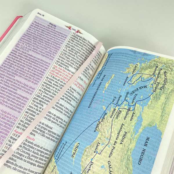 Foto Bíblia de Estudo da Mulher Sábia | Textos Coloridos Com Harpa | Magnolia Branca