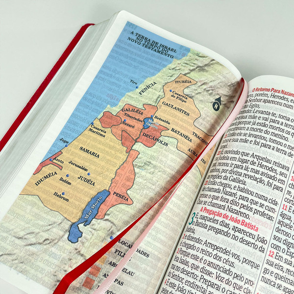 Foto Bíblia ARC Letra Jumbo | Textos Coloridos com Harpa | Jardim Vermelho