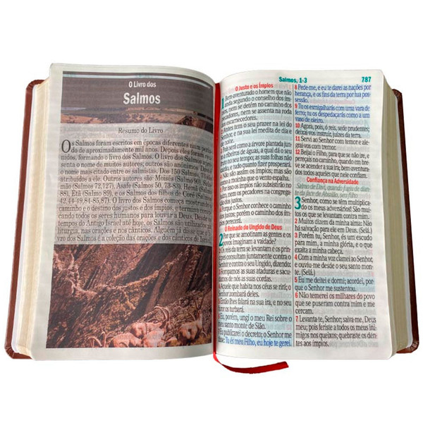 Foto Bíblia ARC Letra Jumbo | Textos Coloridos com Harpa | Cruz Bordô