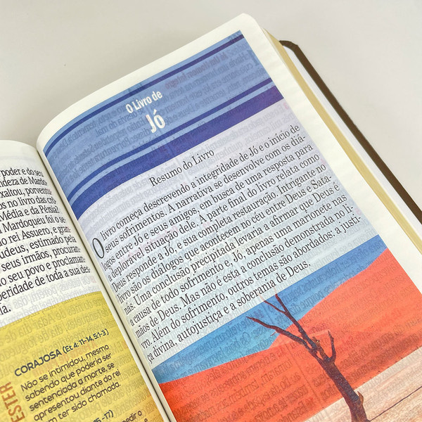 Foto Bíblia ARC Letra Jumbo | Textos Coloridos com Harpa | Cruz Bordô