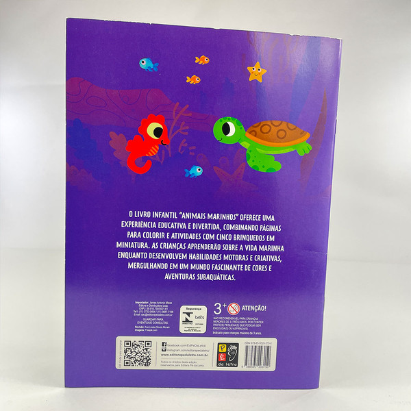 Foto Livro Infantil Animais Marinhos - Para Ler, Brincar e Colorir