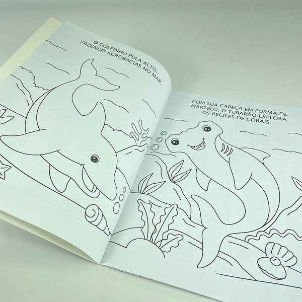 Foto Livro Infantil Animais Marinhos - Para Ler, Brincar e Colorir