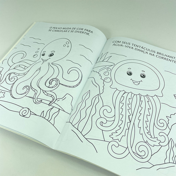 Foto Livro Infantil Animais Marinhos - Para Ler, Brincar e Colorir