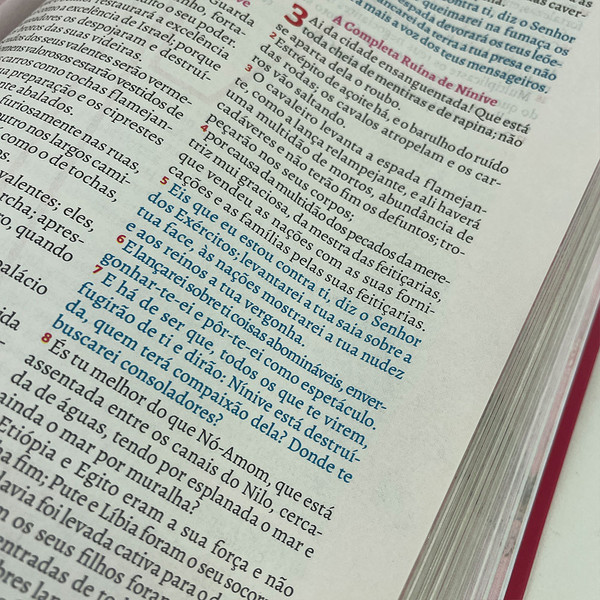 Foto A Bíblia da Pregadora Fiel | ARC | Textos Coloridos | Capa Vermelha