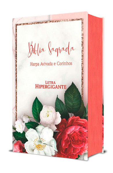 Foto Bíblia ARC Letra Hipergigante | Harpa Avivada E Corinhos | Capa Dura Flores Realista