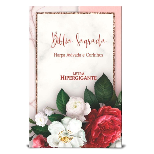 Foto Bíblia ARC Letra Hipergigante | Harpa Avivada E Corinhos | Capa Dura Flores Realista