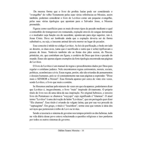 Foto Comentário De Levítico Versículo Por Versículo - Odilon Moreira