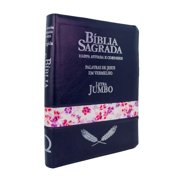 Foto Bíblia Sagrada - Letra Jumbo - ARC Com Harpa E Ziper Azul