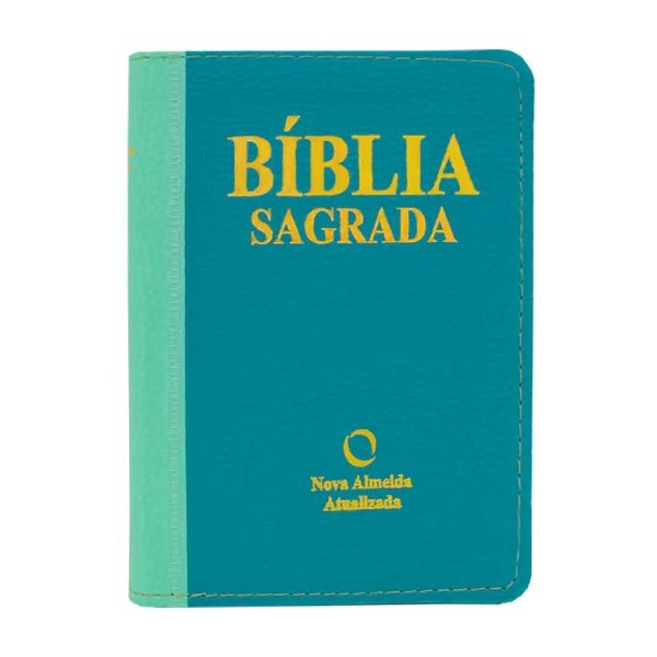 Foto Bíblia Sagrada NAA Pequena - Capa Luxo Bicolor Verde Claro