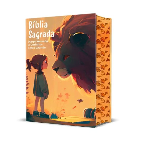 Foto Bíblia Sagrada Infantil RC Letra Grande Com Harpa Avivada E Corinhos Capa Dura Pequena Leão Criança