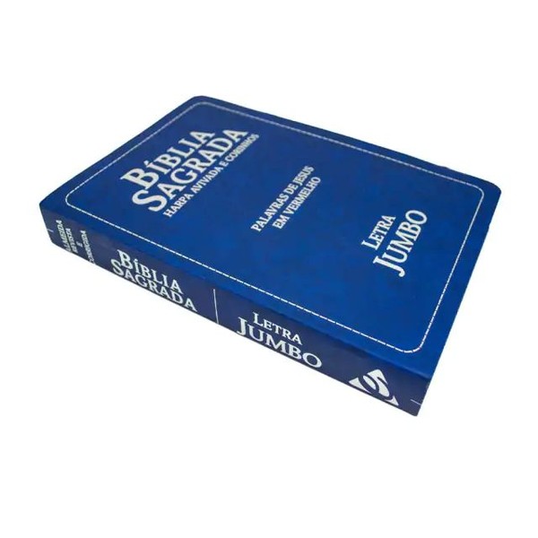 Foto Bíblia RC Letra Jumbo - Harpa Avivada e Corinhos - Luxo Semiflexível Azul