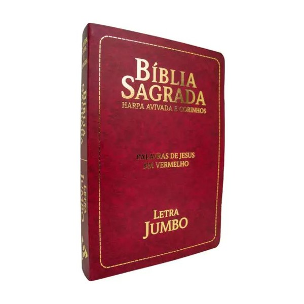Foto Bíblia RC Letra Jumbo - Harpa Avivada e Corinhos - Luxo Semiflexível Bordô