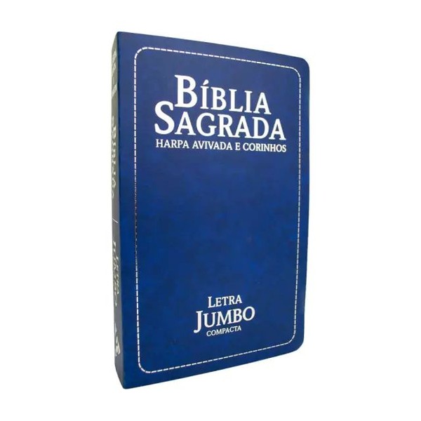 Foto Bíblia RC Letra Jumbo Compacta Luxo Semiflexível Azul