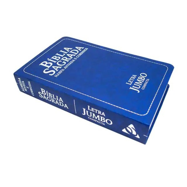 Foto Bíblia RC Letra Jumbo Compacta Luxo Semiflexível Azul