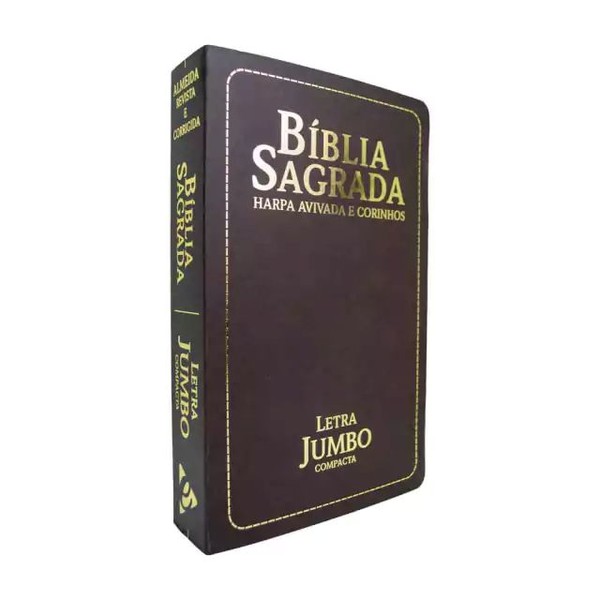 Foto Bíblia RC Letra Jumbo Compacta Luxo Semiflexível Marrom