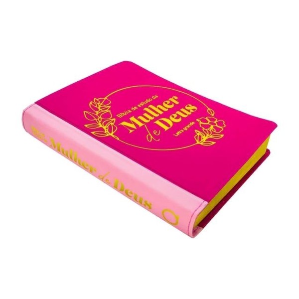 Foto Bíblia De Estudo Da Mulher De Deus RC Letra Grande Com Harpa Pentecostal Rosa e Pink