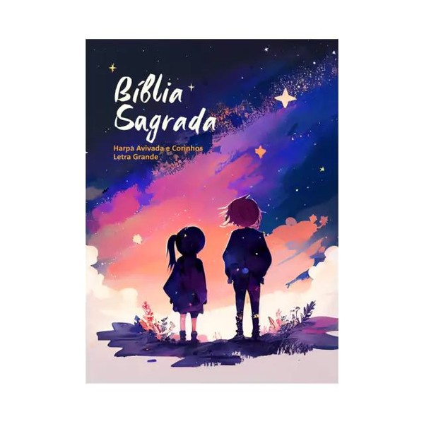 Foto Bíblia Sagrada Infantil RC Letra Grande Com Harpa Avivada E Corinhos Capa Dura Pequena Pequena Estrelas