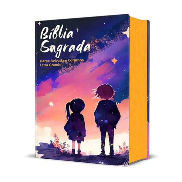 Foto Bíblia Sagrada Infantil RC Letra Grande Com Harpa Avivada E Corinhos Capa Dura Pequena Pequena Estrelas