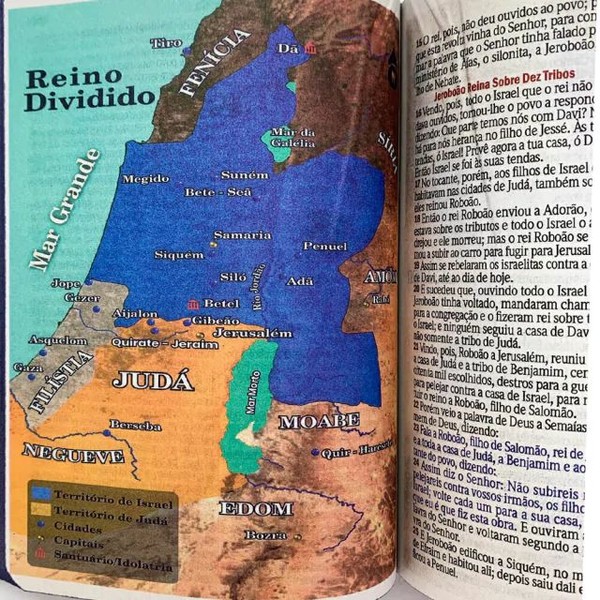 Foto Bíblia ARC Capa Dura Letra Grande Com Harpa - Textos Coloridos - Leão PB