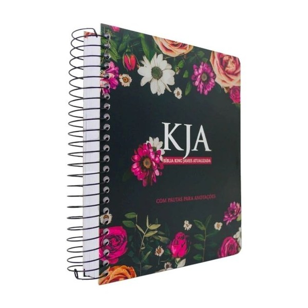 Foto Bíblia KJA Para Anotações - Espiral Floral Pink