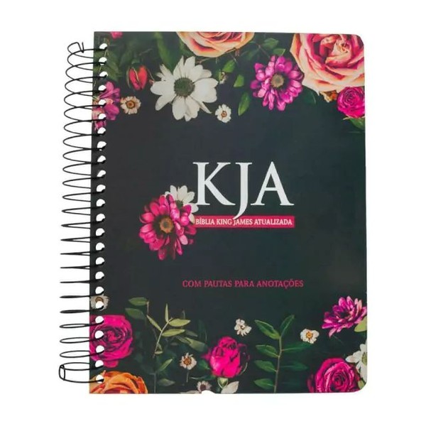 Foto Bíblia KJA Para Anotações - Espiral Floral Pink