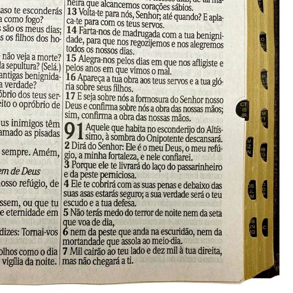 Foto Bíblia ARC Letra Jumbo Com Harpa Avivada e Corinhos - Capa Bege e Marrom