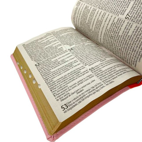 Foto Bíblia ARC Letra Jumbo Com Harpa Avivada e Corinhos - Capa Laranja e Rosa