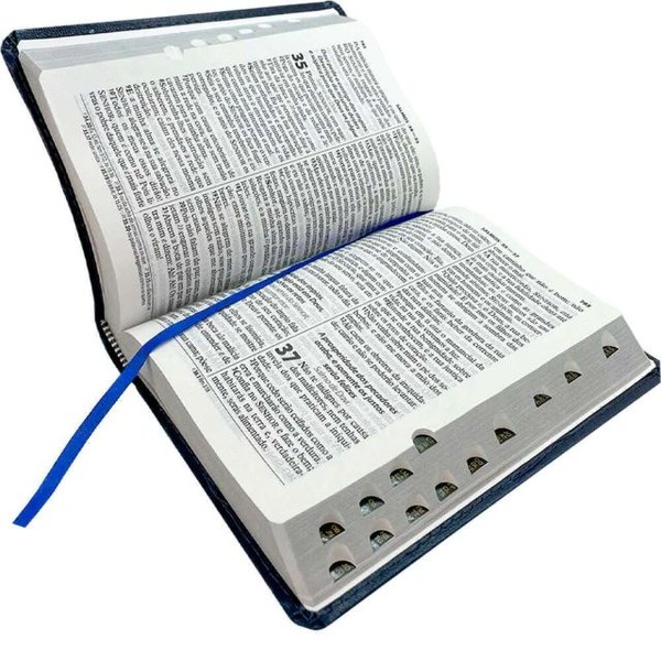 Foto Bíblia Sagrada RC Com Índice - Letra Gigante - Capa Luxo Azul