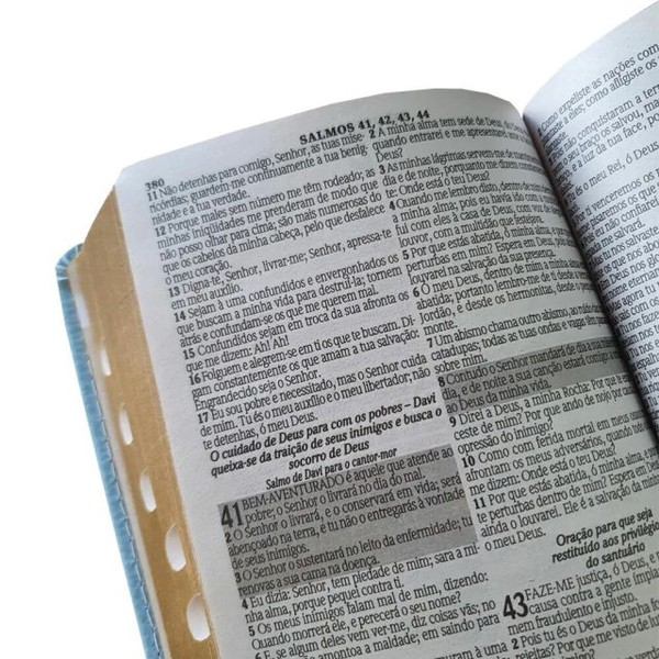 Foto Bíblia ARC PJV Letra Gigante Com Harpa Avivada E Corinhos - Capa Carteira Bicolor Azul e Rosa