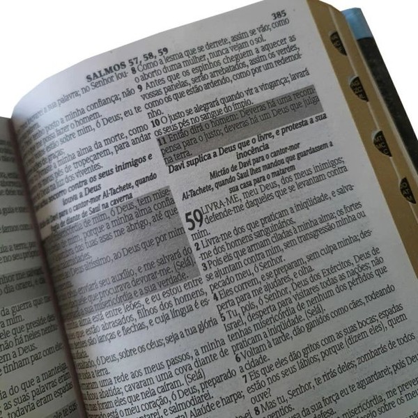 Foto Bíblia ARC PJV Letra Gigante Com Harpa Avivada E Corinhos - Capa Carteira Bicolor Azul e Rosa