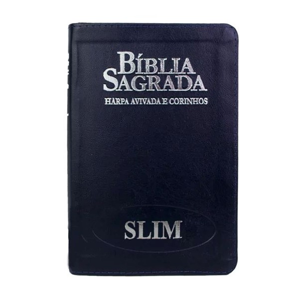 Foto Bíblia Sagrada RC Slim Com Harpa e Corinhos Média Capa Zíper Azul com índice