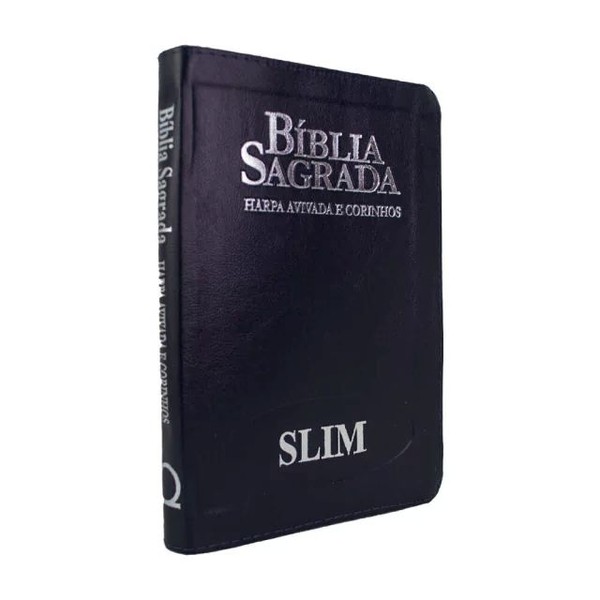 Foto Bíblia Sagrada RC Slim Com Harpa e Corinhos Média Capa Zíper Azul com índice