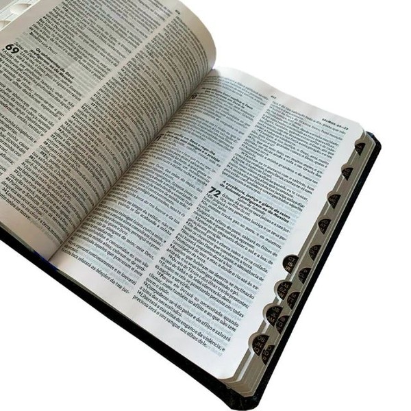 Foto Bíblia Sagrada Rc Pequena Com Índice - Capa Luxo Azul