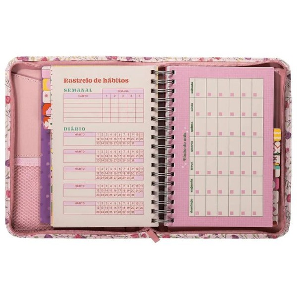 Foto Planner Meu Plano Perfeito - Capa Couro Soft Romântica Com Flores