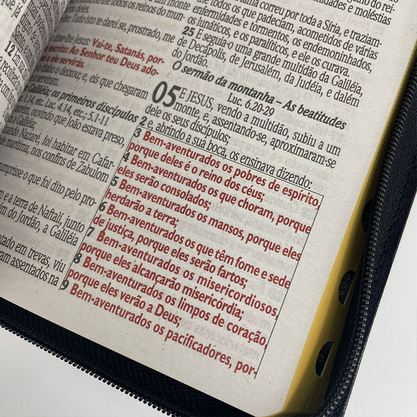 Foto Bíblia Sagrada Letra Hipergigante Palavras De Jesus Em Vermelho Com Harpa Zíper Preta