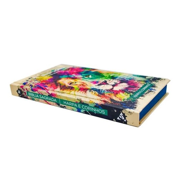 Foto Bíblia Sagrada RC Slim Capa Dura Com Harpa Avivada E Corinhos Lion Colors