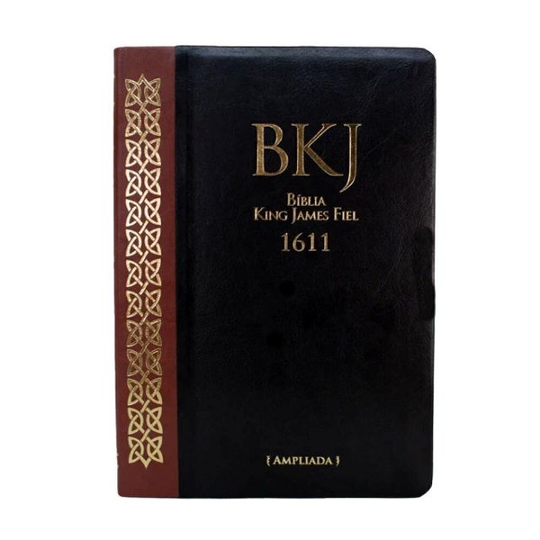 Foto Bíblia King James 1611 - Ultrafina Ampliada - Capa Marrom e Preta